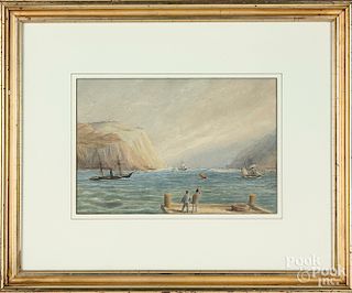 Watercolor coastal scene