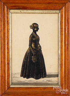 Watercolor and gouache silhouette of a woman