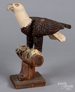Folk art carved and painted eagle