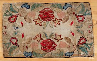 Floral hooked rug