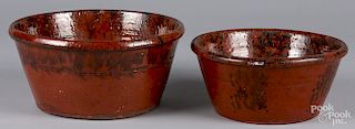 Two large redware mixing bowls