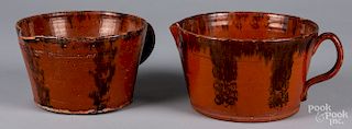 Two redware batter bowls