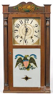 Empire mahogany and pine mantel clock