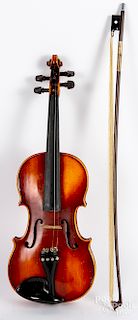 E. R. Pretzschner maple violin, with case and bow