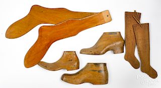 Two pairs of wooden sock stretchers