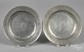 Pair of Massachusetts pewter deep dishes