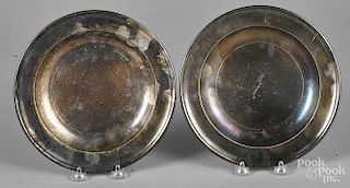Two pewter deep dishes
