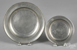 Two pewter plates