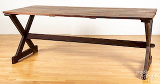 Walnut and pine trestle table