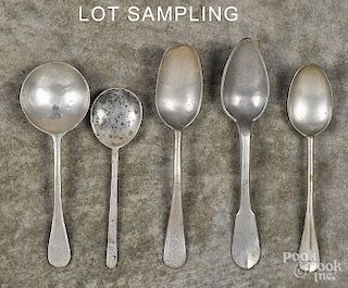 Collection of pewter spoons