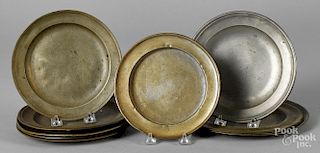 Ten English pewter plates