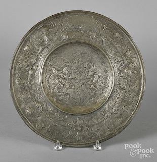 Continental embossed pewter charger