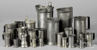Collection of Continental pewter measures