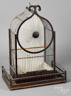 Victorian wire and pine birdcage