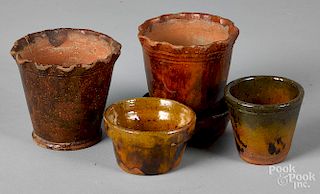 Four pieces of redware
