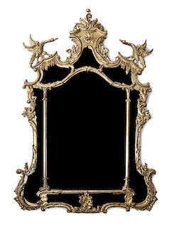 A Chinese Chippendale Style Giltwood Pier Mirror, Height 56 x width 40 inches.