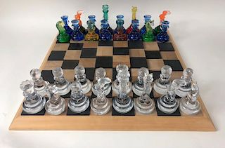 Rare Kosta Boda Blown Art Glass Designer Chess Set