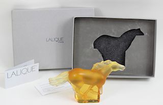 Lalique France Gold Kazak Horse Figure New In Box
