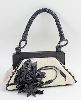 Anthony Luciano Black Rose Leather Hand Bag