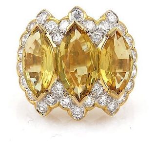 9.40ct Sapphire & Diamond 18k Gold Cocktail Ring