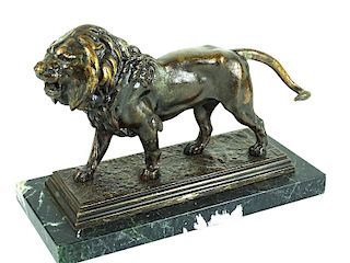French Bronze Lion After Antoine-Louis Barye