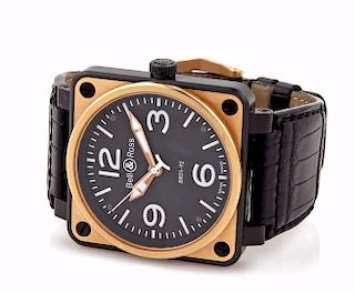 Bell&Ross Aviation 18k Rose Gold Steel Wrist Watch