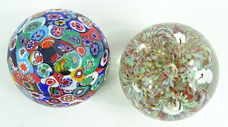Two Unsigned Contemporary Art Glass Paperweights
