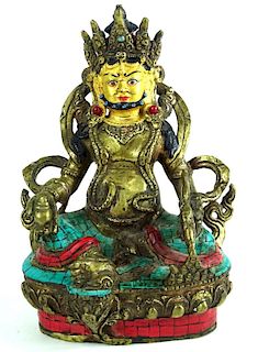 20th C. Hand Painted Vaisravana Buddhist Figurine