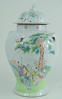 20th C. Chinese Hand Painted Porcelain Ginger Jar