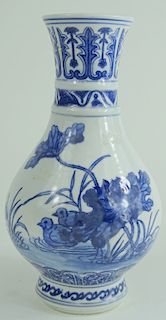 Two Chinese Blue & White Signed Porcelain Vases