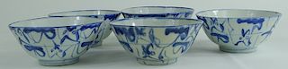 Five Chinese Qianlong Blue & White Porcelain Bowls