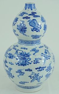 Chinese Blue & White Porcelain Hulu Vase