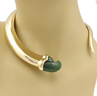 Tiffany & Co. Jade 18k Gold Claw Choker Necklace