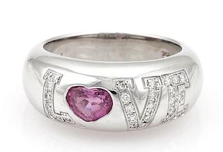 Chopard Diamond Heart Sapphire 18k Gold Ring