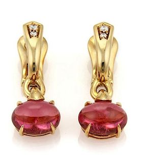 Bvlgari Pink Tourmaline Diamond 18k Gold Earrings