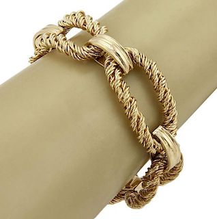 Vintage Gold Twisted Wire Wrap Oval Link Bracelet