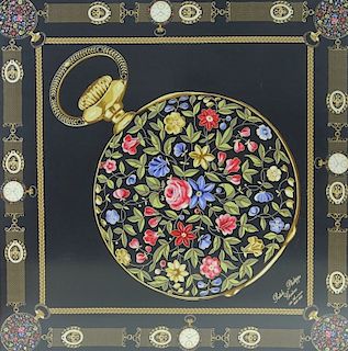 Patek Philippe Black Floral Pocket Watch Scarf