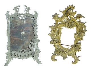 Two Antique French Cherub Motif Picture Frames