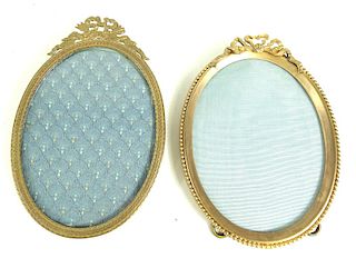 Two Round Antique French Brass Picture Frames