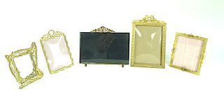 Five Antique French Ornate Brass Picture Frames