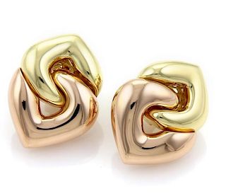 Bvlgari 18k Rose Yellow Gold Double Heart Earrings