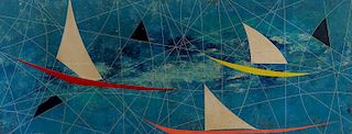 Leonardo Nierman "Sail Boats" Mixed Media Painting