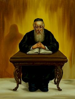 Abraham Straski Rabbi Oil Painting On Canvas