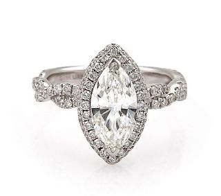 1.33ct Diamond 18k Gold Engagement Ring GIA Cert