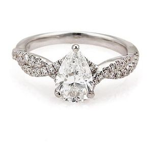 Diamond 1.35ct 18k Gold Engagement Ring GIA