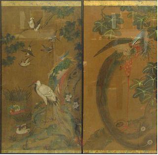 Pair of Chinese Bird and Flower Paintings.