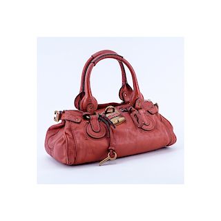 Chloe Dark Orange Leather Paddington MM Handbag