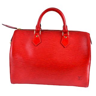 Louis Vuitton Red Epi Leather Speedy 30 Bag