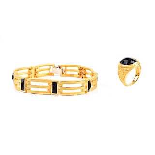 Man's Gold Ring and Bracelet