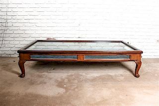 A Georgian Style Mahogany Vitrine Table, Height 15 1/2 x width 68 x depth 34 inches.